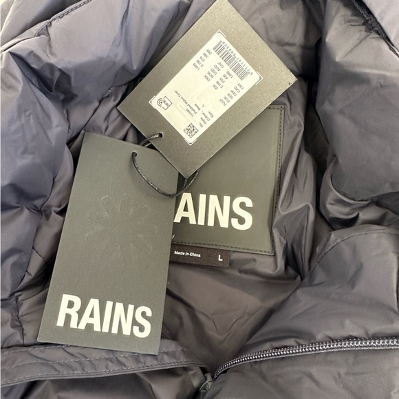 MENS RAINS Padded Nylon Coat NAVY XL - Picture 9 of 13